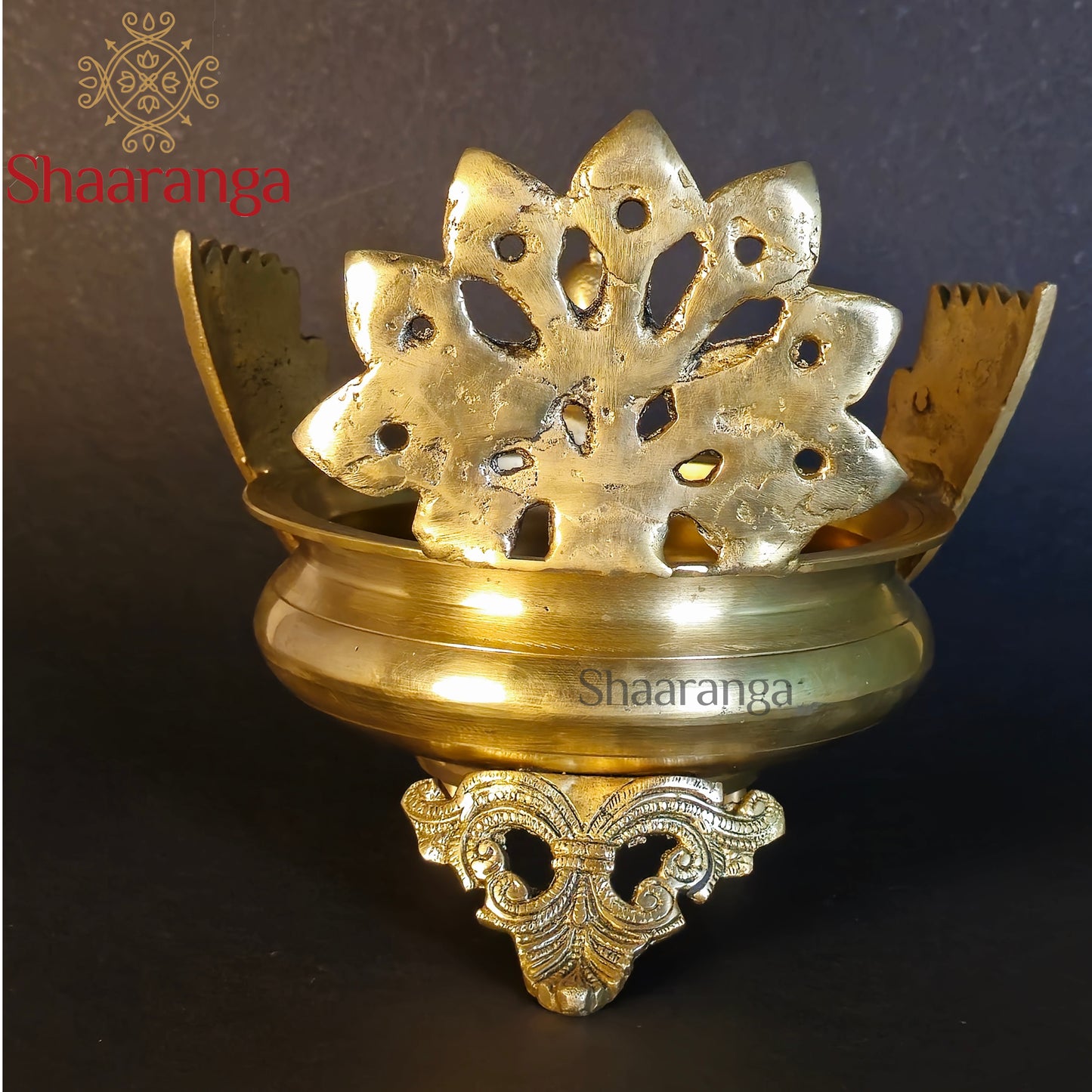 8.5 Inches Brass Urli Peacock