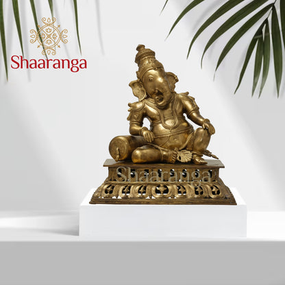 21 Inches Hoyasala Bronze Ganesha – The Graceful Lord of Auspicious Beginnings