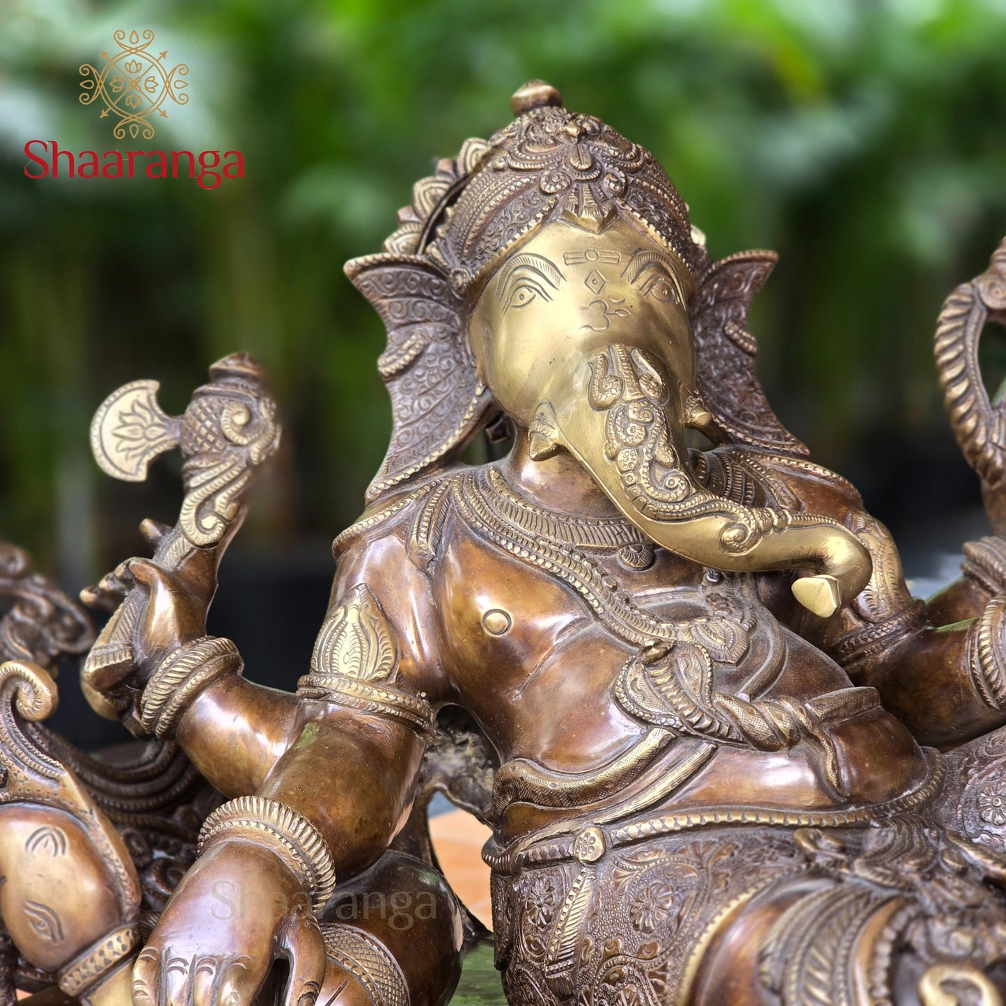 16.5 Inches Brass  Ganesha On Swan With Antique Finish.