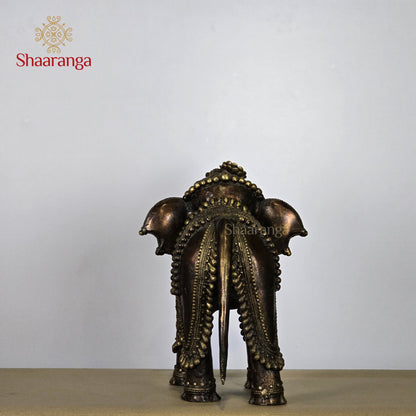 12 Inches Brass Elephant with Flower
