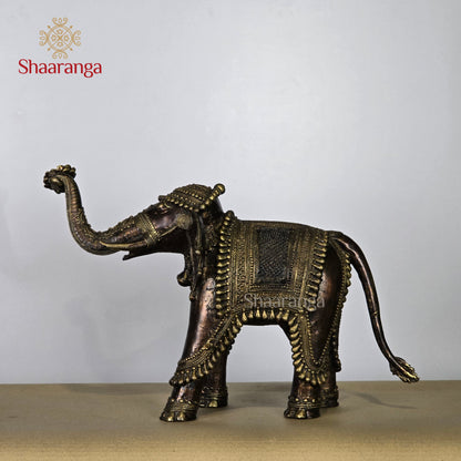 12 Inches Brass Elephant with Flower