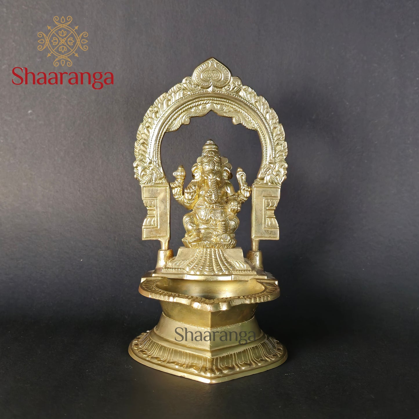 9.5 Inches Brass Ganapathi Lamp with Arch