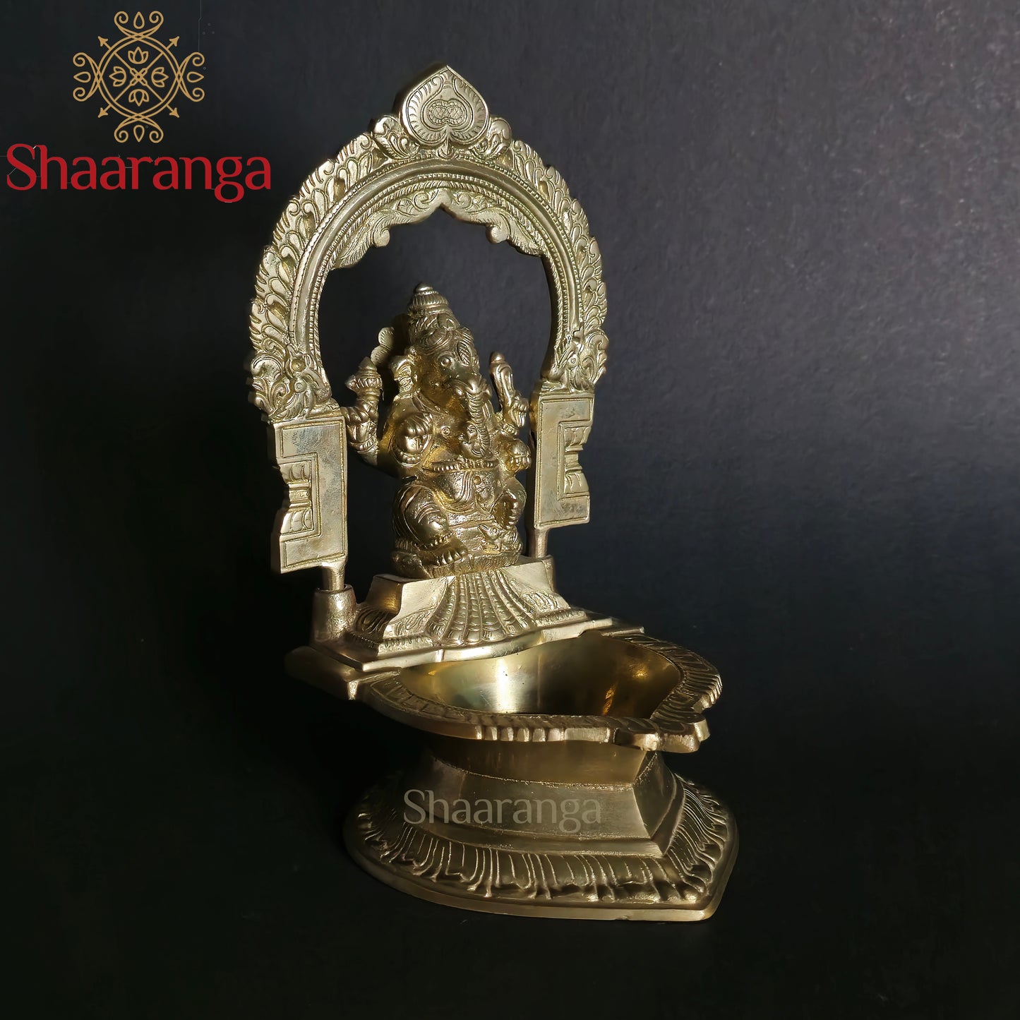 9.5 Inches Brass Ganapathi Lamp with Arch