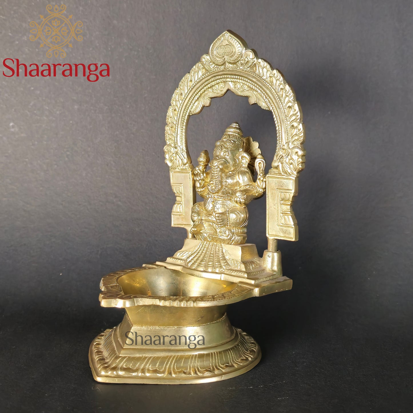 9.5 Inches Brass Ganapathi Lamp with Arch