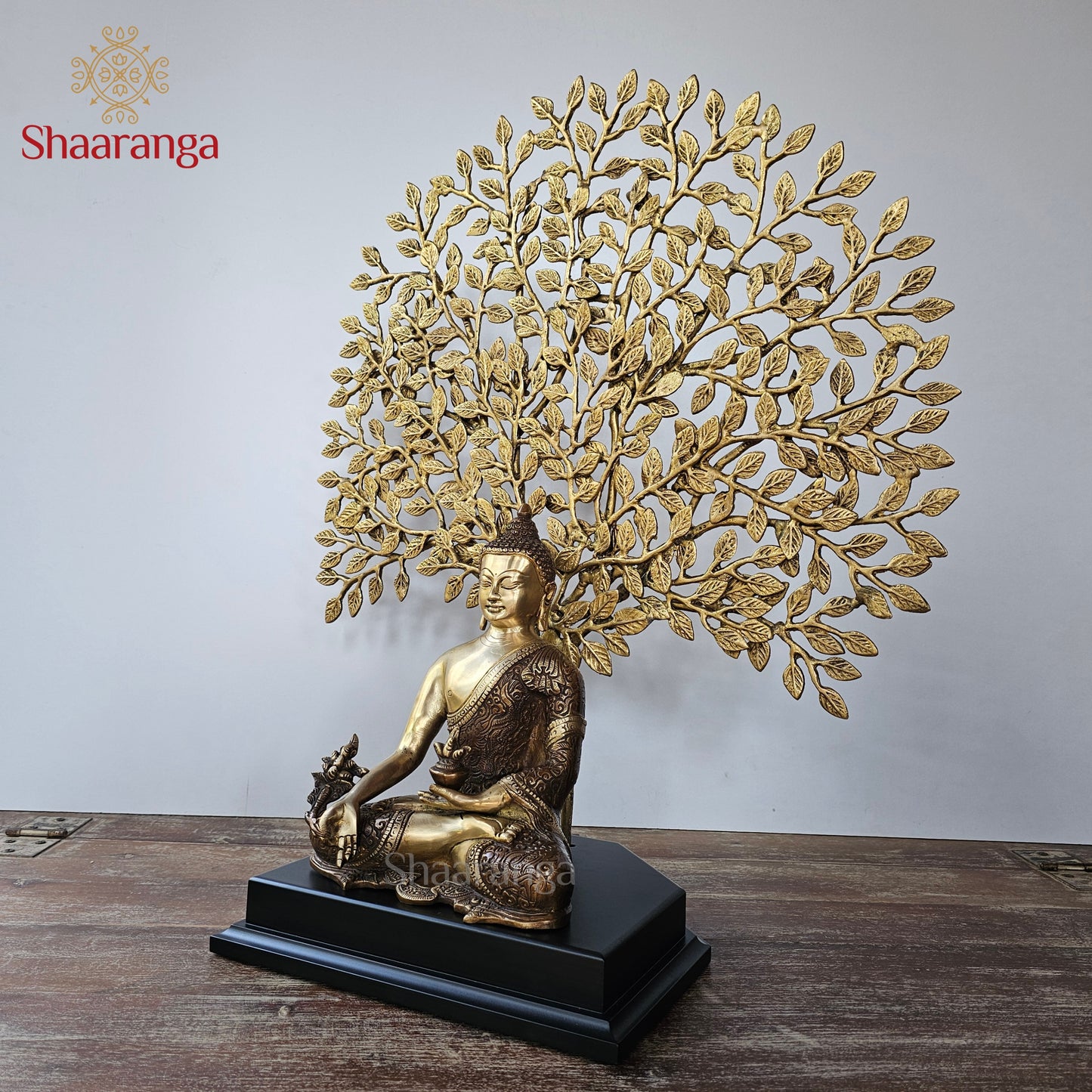 25 Inches Brass Tree Buddha Statue - Premium Meditation Decor