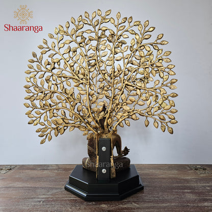 25 Inches Brass Tree Buddha Statue - Premium Meditation Decor
