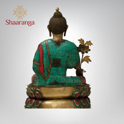 38 Inches Brass Buddha with Exclusive Stone Work