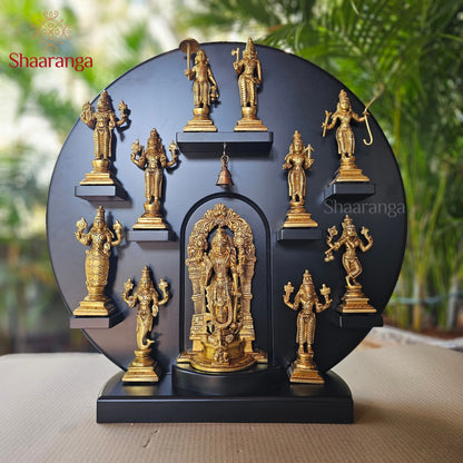 22 Inches Brass Vishnu Dasavtara Set with Round Stand