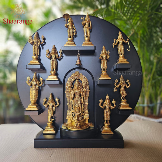 22 Inches Brass Vishnu Dasavtara Set with Round Stand