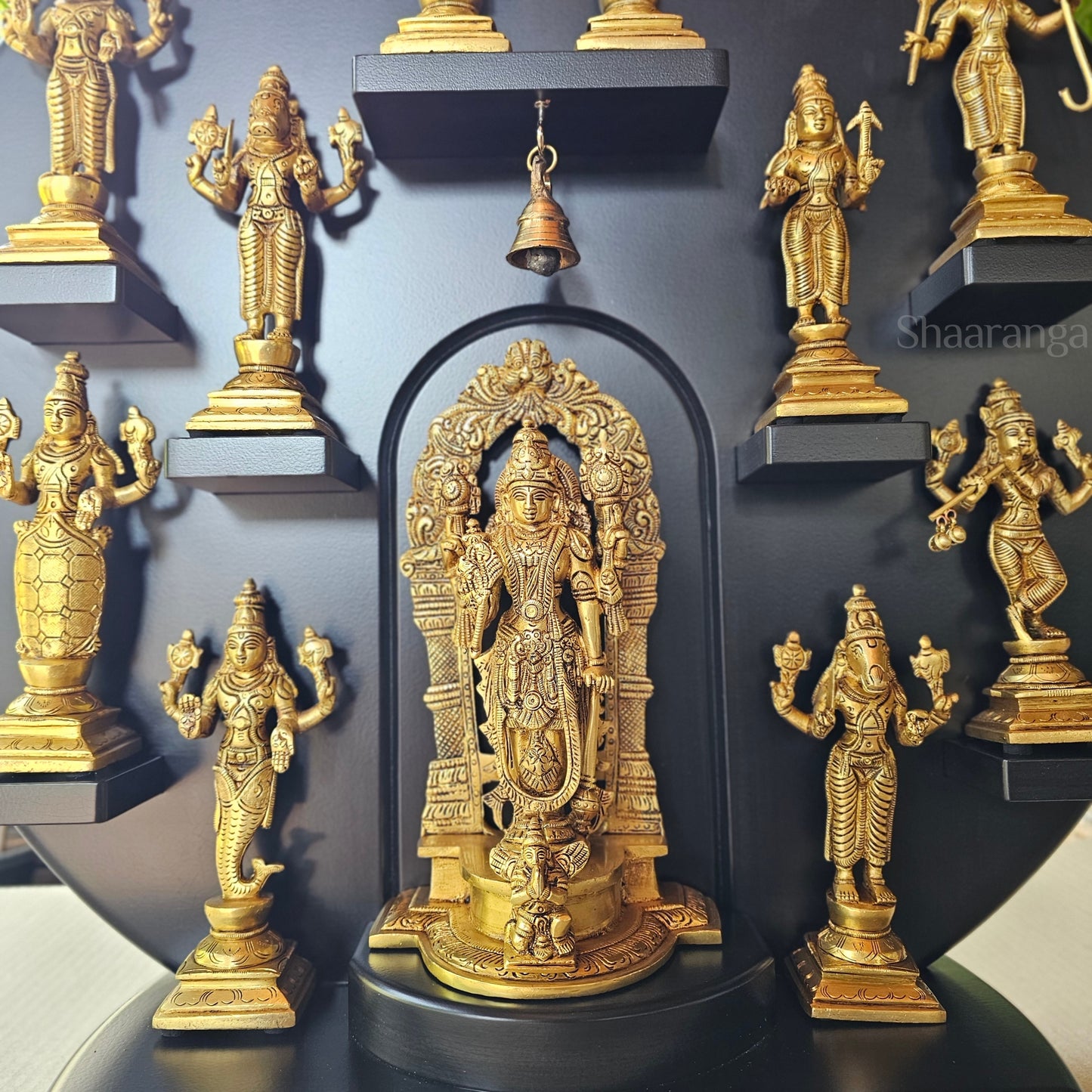 22 Inches Brass Vishnu Dasavtara Set with Round Stand