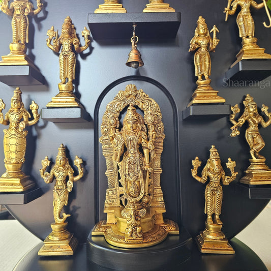22 Inches Brass Vishnu Dasavtara Set with Round Stand