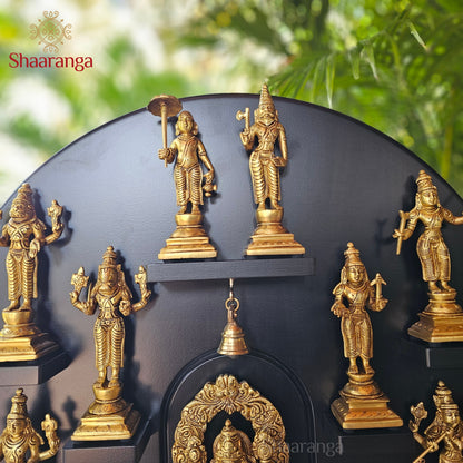 22 Inches Brass Vishnu Dasavtara Set with Round Stand
