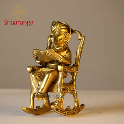 6 Inches Brass Rocking Chair Ganesha Idol