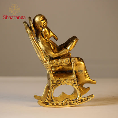 6 Inches Brass Rocking Chair Ganesha Idol