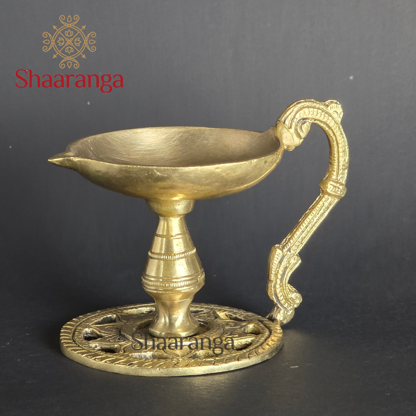 4 Inches Brass Deepam with Handle - Traditional Pooja Lamp