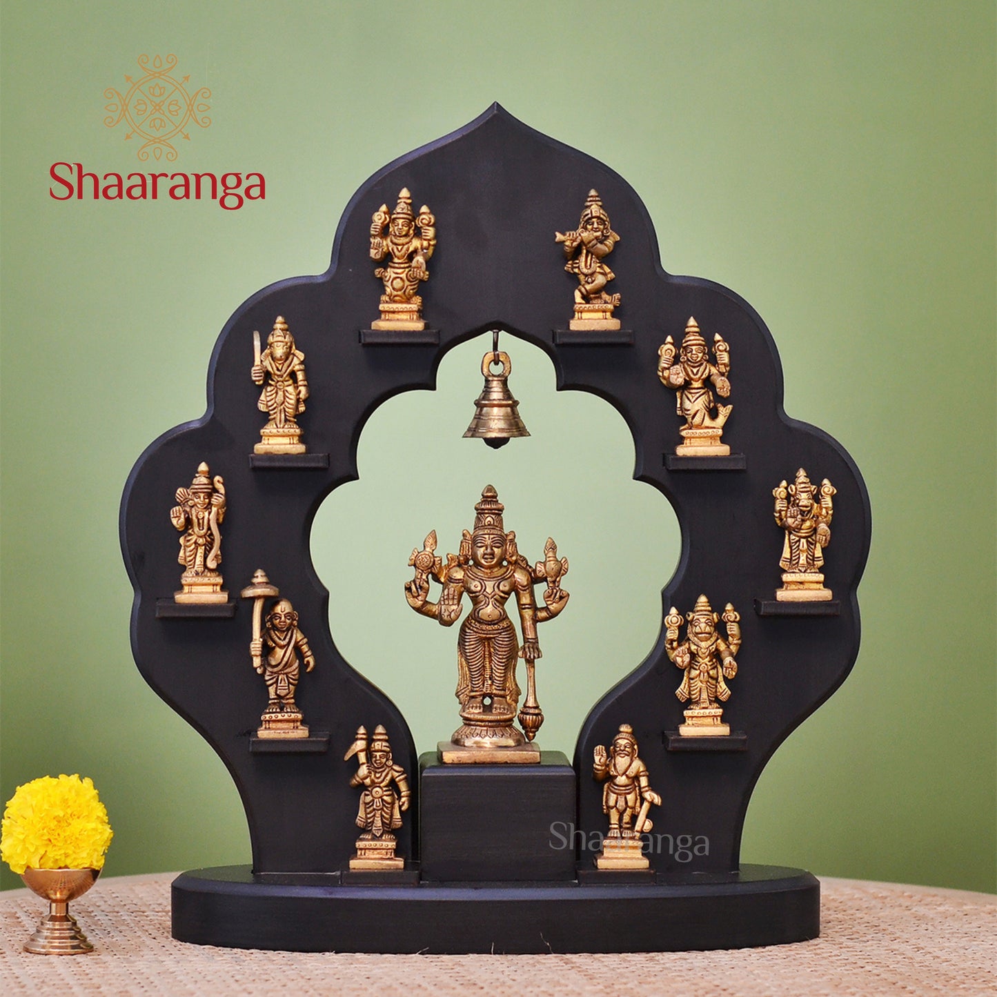 15 Inches Dasavatara set with Vishnu Deva in Brass with a perfect frame
