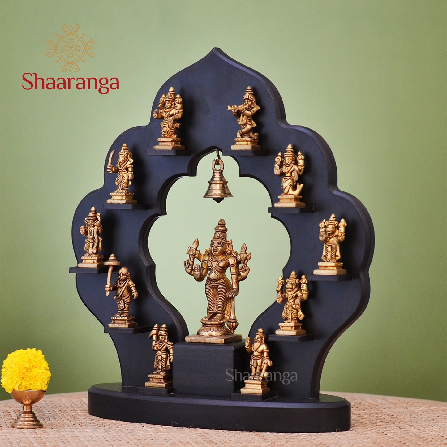 15 Inches Dasavatara set with Vishnu Deva in Brass with a perfect frame