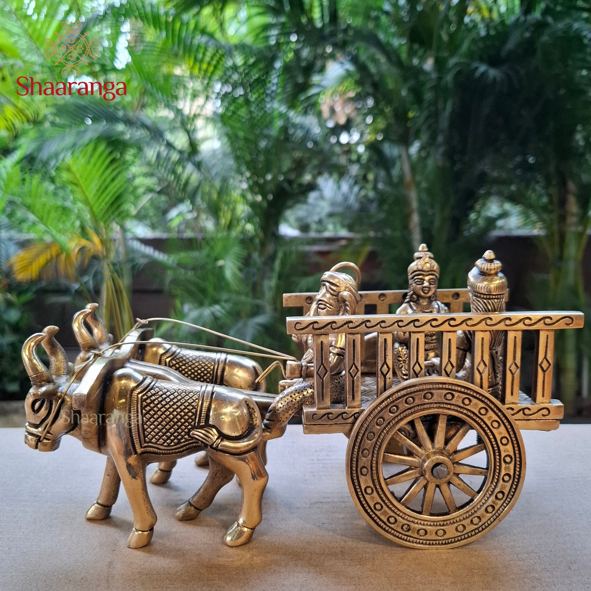 6 Inches Brass Bullock Cart Lord Ganesha