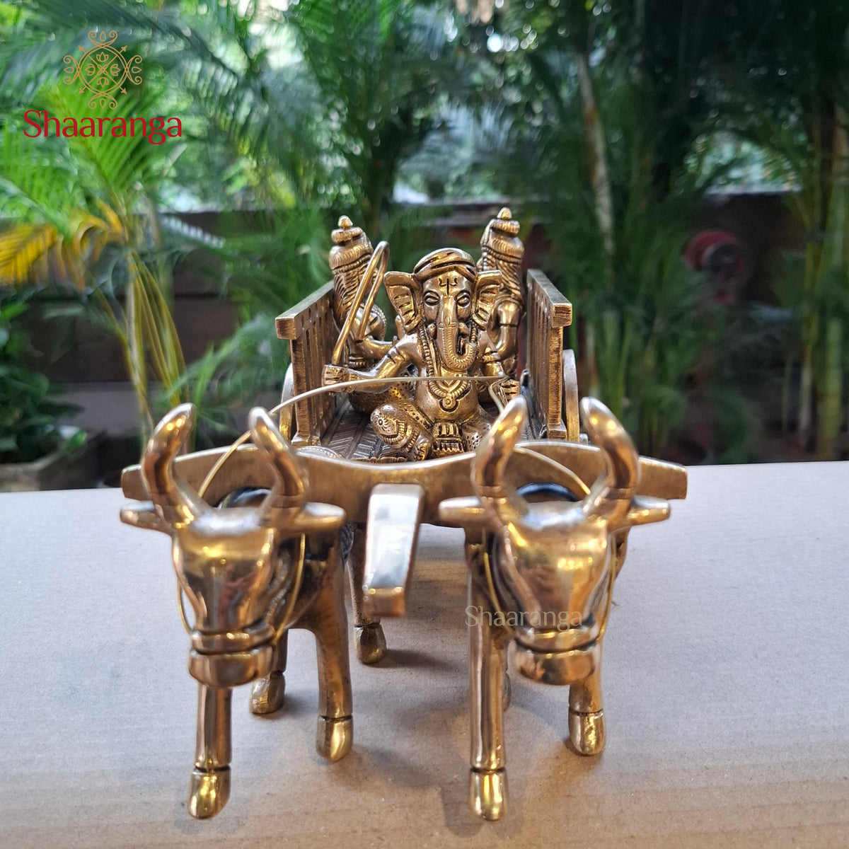 6 Inches Brass Bullock Cart Lord Ganesha