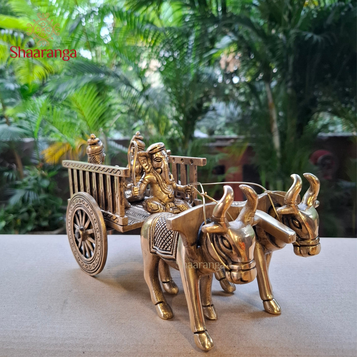 6 Inches Brass Bullock Cart Lord Ganesha