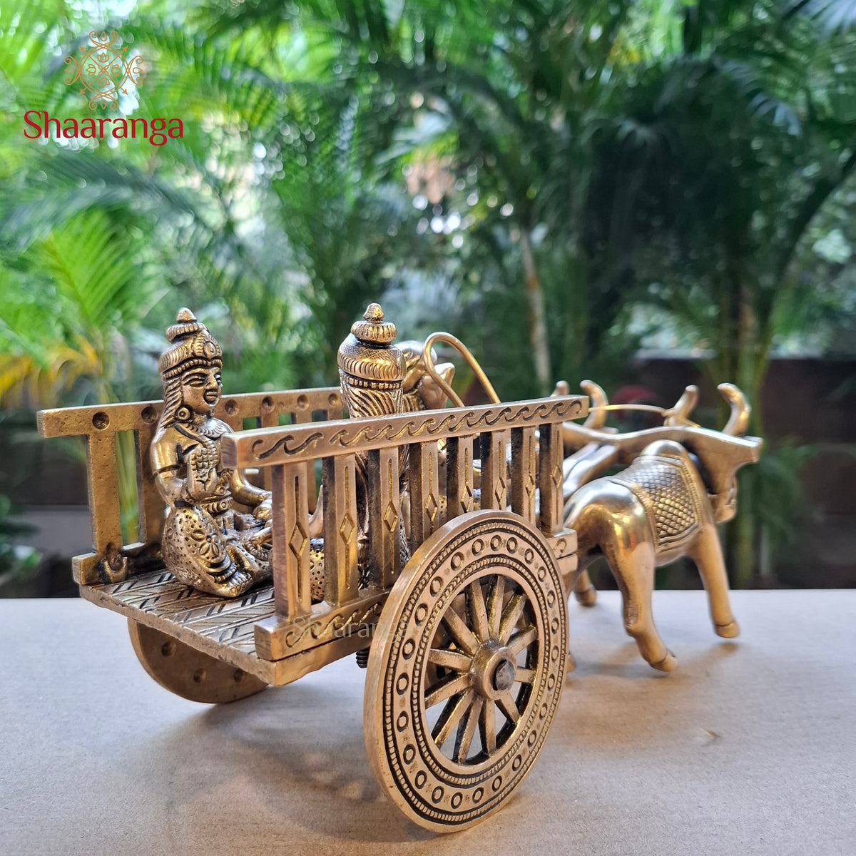 6 Inches Brass Bullock Cart Lord Ganesha