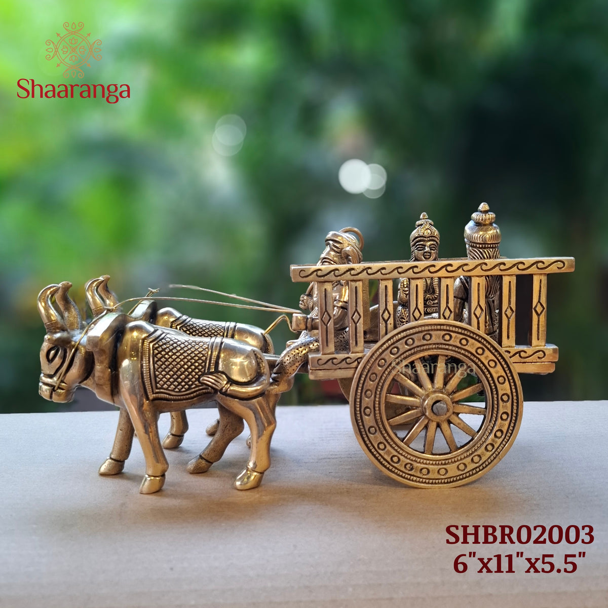 6 Inches Brass Bullock Cart Lord Ganesha