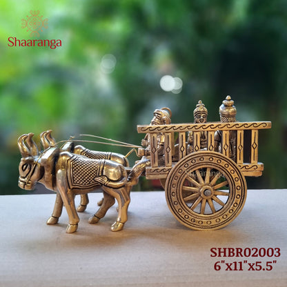 6 Inches Brass Bullock Cart Lord Ganesha