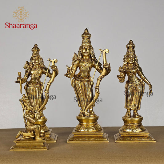 12 Inches Brass Rama Set | Ram Parivar Idol with Golden Finish – Shaaranga