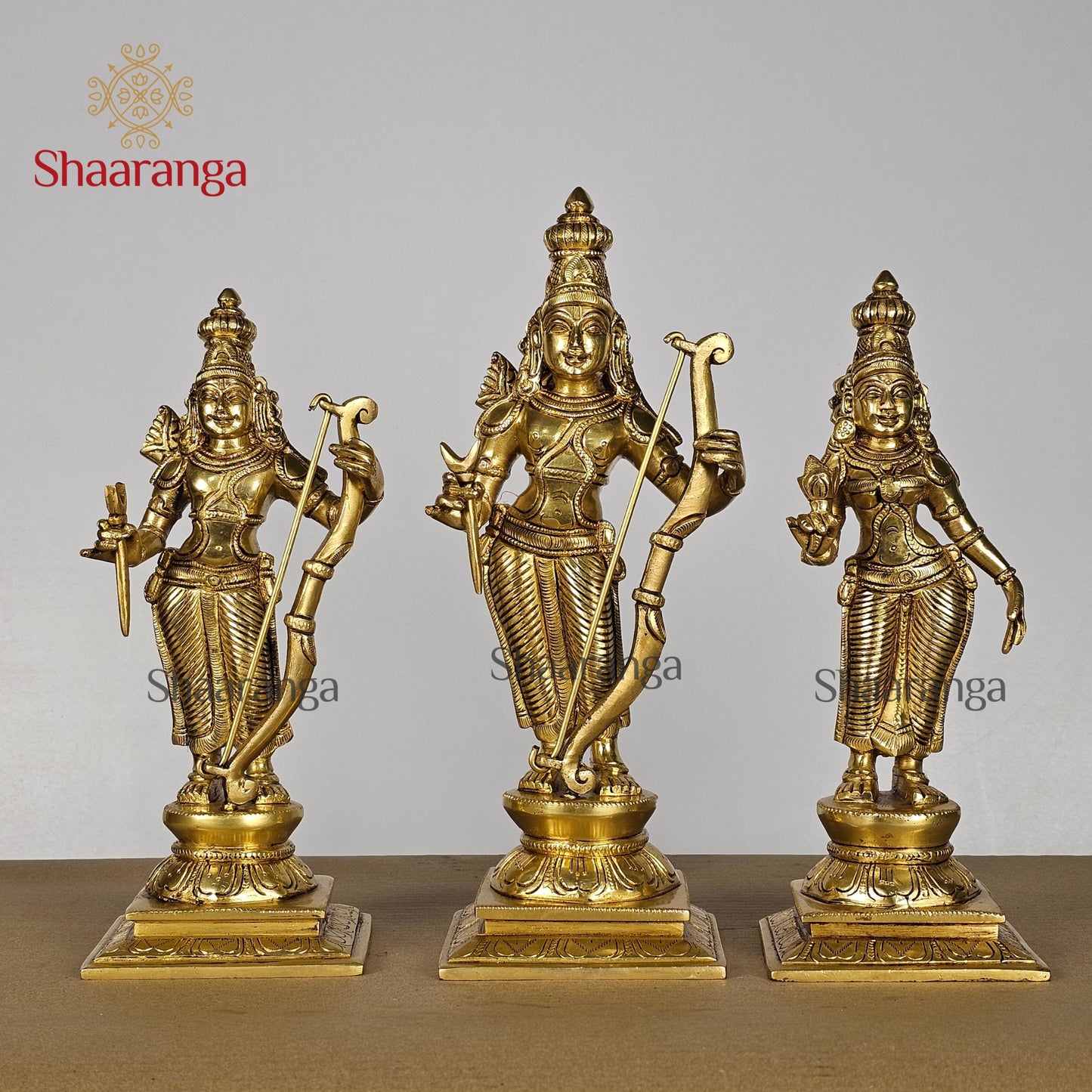 12 Inches Brass Rama Set | Ram Parivar Idol with Golden Finish – Shaaranga