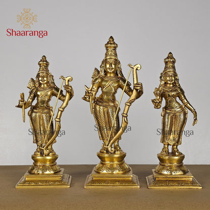 12 Inches Brass Rama Set | Ram Parivar Idol with Golden Finish – Shaaranga