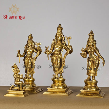12 Inches Brass Rama Set | Ram Parivar Idol with Golden Finish – Shaaranga
