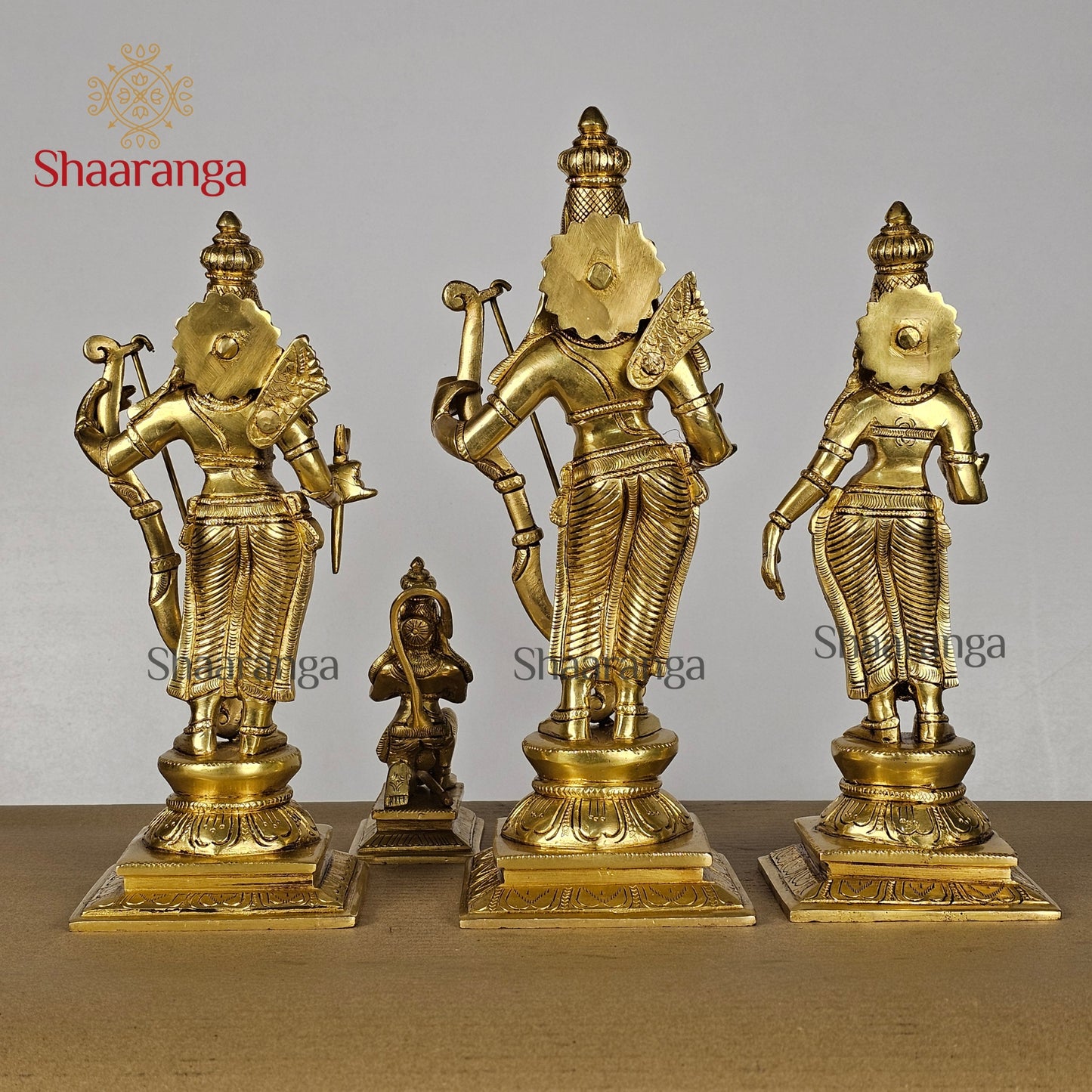 12 Inches Brass Rama Set | Ram Parivar Idol with Golden Finish – Shaaranga