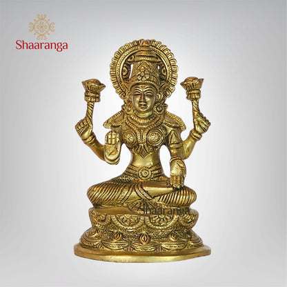 7 Inches Brass Lakshmi Sitting