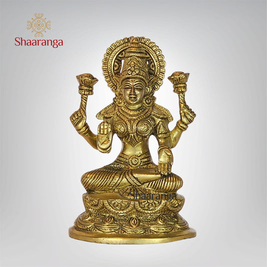 7 Inches Brass Lakshmi Sitting