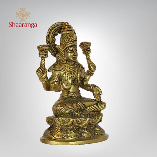 7 Inches Brass Lakshmi Sitting