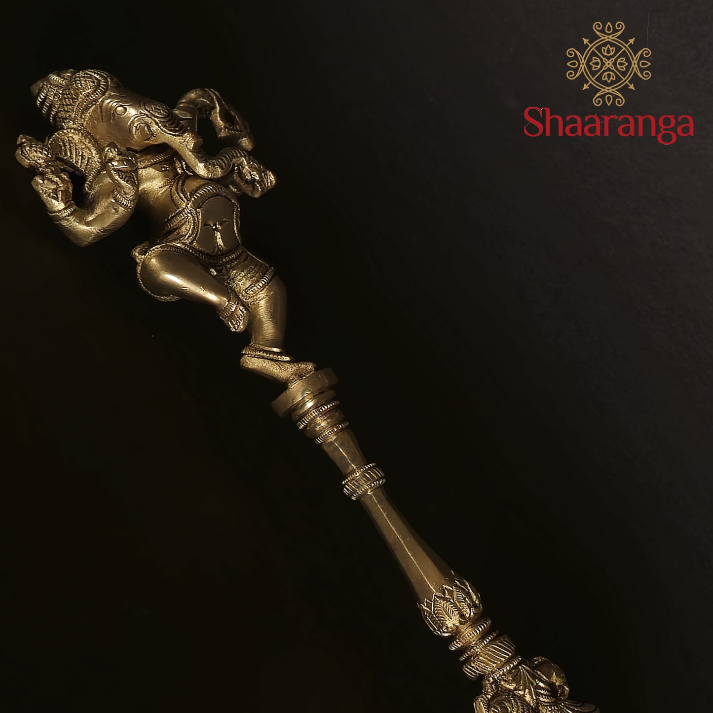 11 Inches Brass Ganesha Top Thirtham Spoon