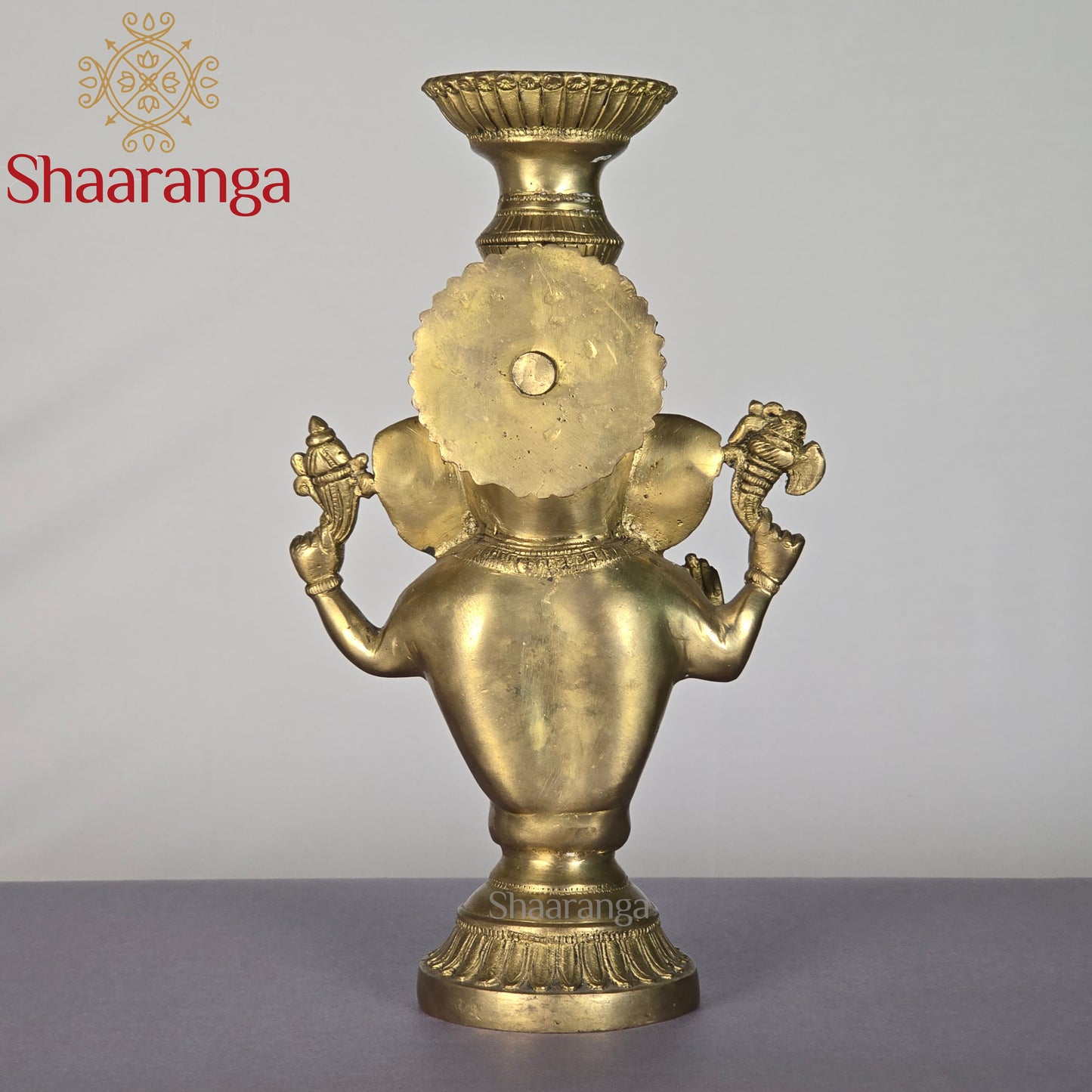 13 Inches Brass Ganesha Candle Stand
