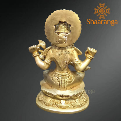 6.5 Inches Brass Saraswati devi Idol Sitting on Base