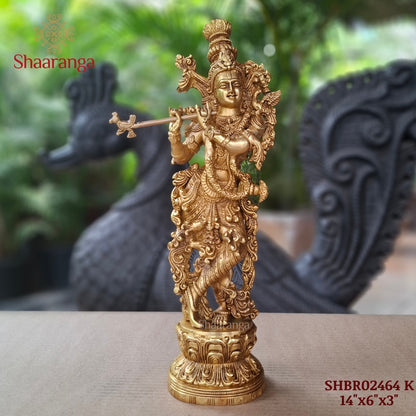 14 Inches Brass Krishna with Flute