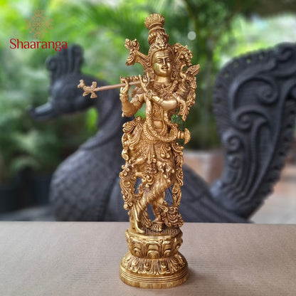 14 Inches Brass Krishna with Flute