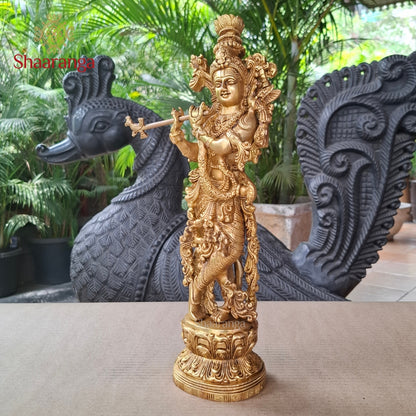14 Inches Brass Krishna with Flute