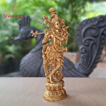 14 Inches Brass Krishna with Flute