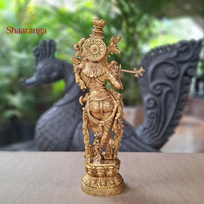 14 Inches Brass Krishna with Flute