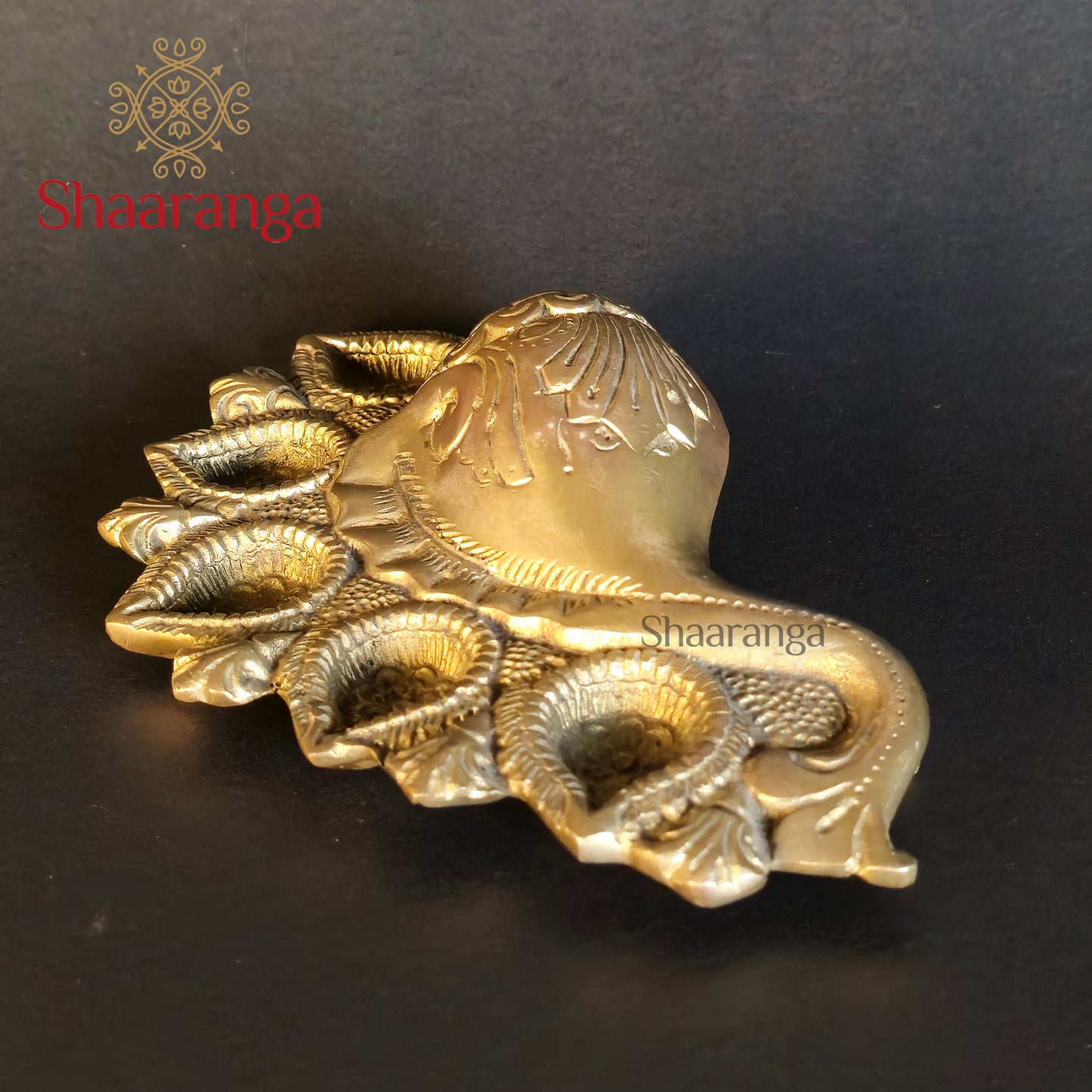 2 Inches Brass Shankh 5 Diya