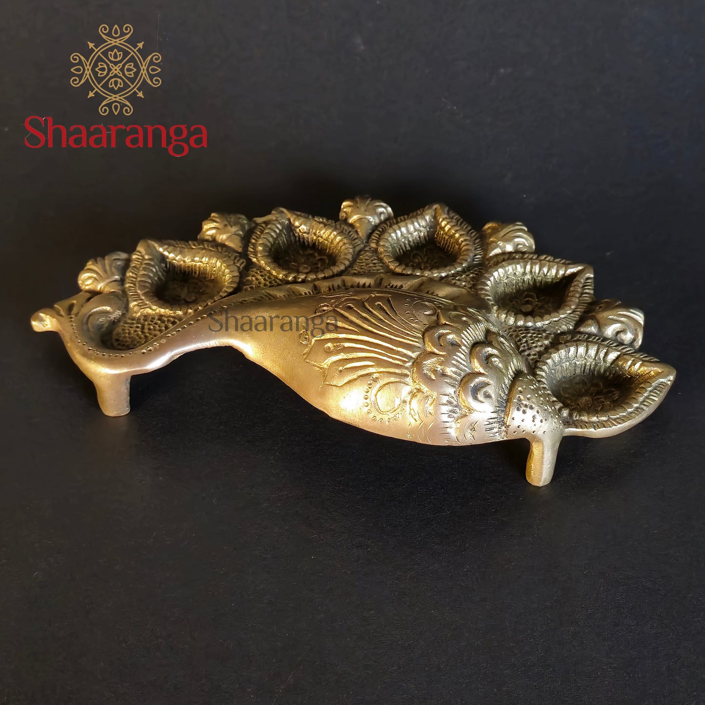 2 Inches Brass Shankh 5 Diya