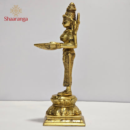 9.5 Inches Brass Deep Lakshmi Standing