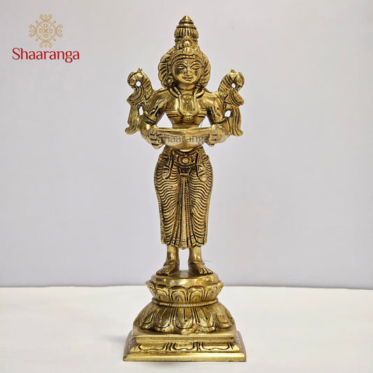 9.5 Inches Brass Deep Lakshmi Standing