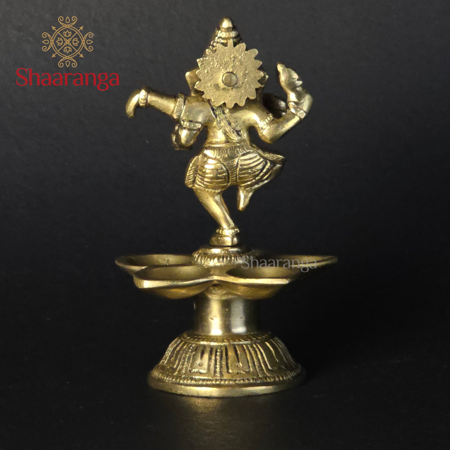 5.5 Inches Brass Ganesh Diya - Handcrafted Oil Lamp for Pooja