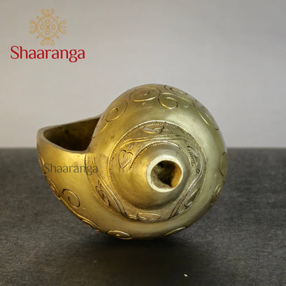 3.5 Inches Brass Shankh Carving Sound