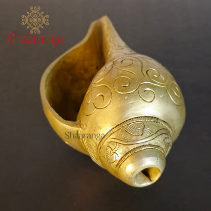 3.5 Inches Brass Shankh Carving Sound
